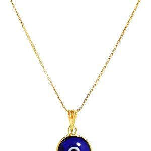 14K Gold Filled Necklace with Evil Eye Charm 20 Inches Women's Jewelry